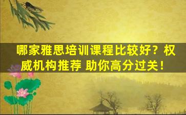 哪家雅思培训课程比较好？权威机构推荐 助你高分过关！